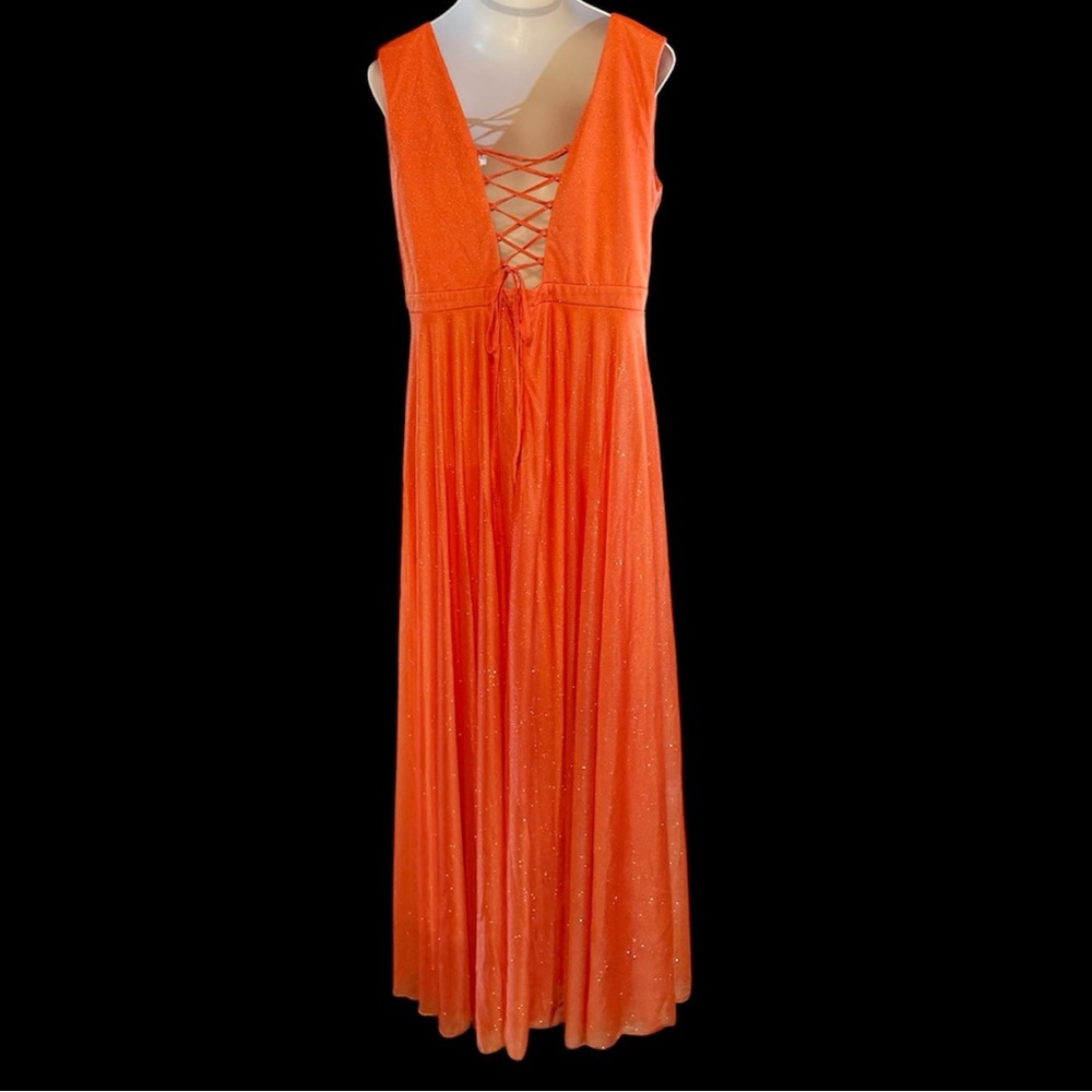 Bridal Boutique Tangerine Orange Sparkle Gown 16 Mother Of The Bride Formal NWT - Picture 3 of 9